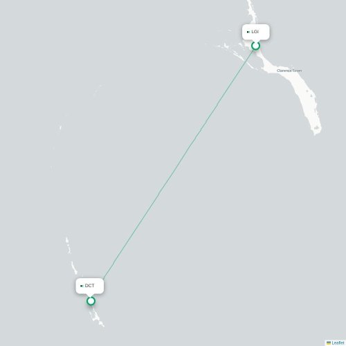 Mapa de vuelo directo Deadman's Cay - Duncan Town