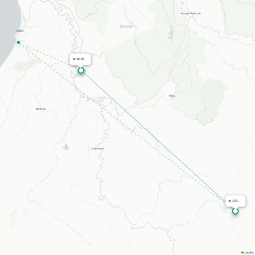 Mapa de vuelo directo Long Lellang - Marudi