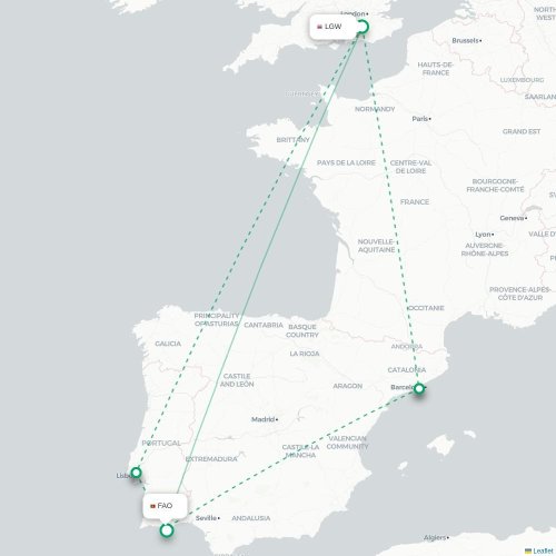 London - Faro karta över direktflyg