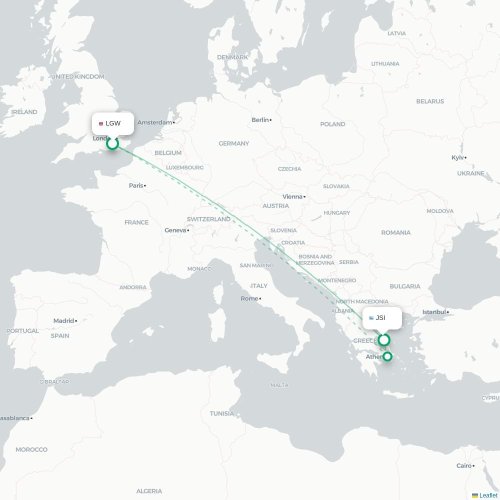 Mapa de vuelo directo Londres - Scíathos