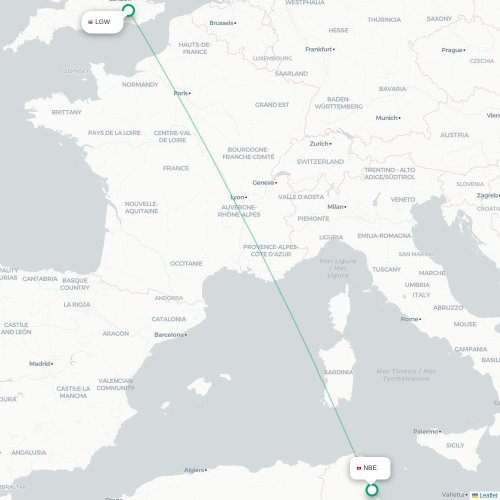 London - Enfidha karta över direktflyg