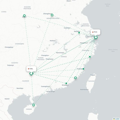 Mapa lotu bezpośredniego Londyn – Szanghaj