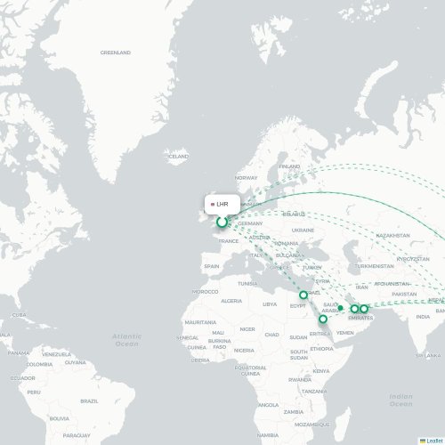 Mapa lotu bezpośredniego Londyn – Kanton