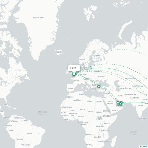 Mapa lotu bezpośredniego Londyn – Hanoi