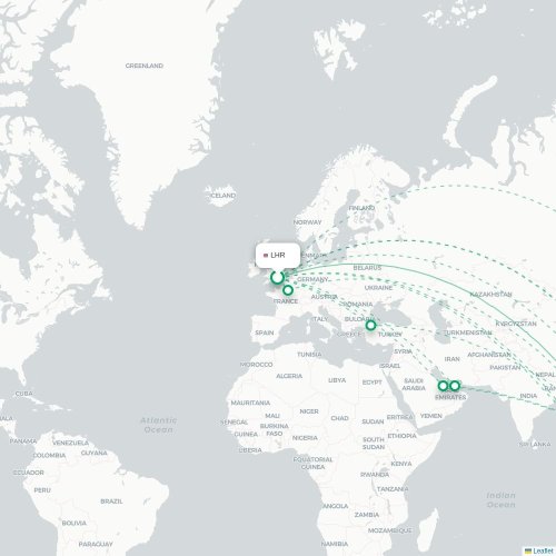 Mapa lotu bezpośredniego Londyn – Ho Chi Minh