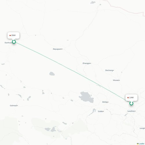 Mapa lotu bezpośredniego Lanzhou – Jiuquan