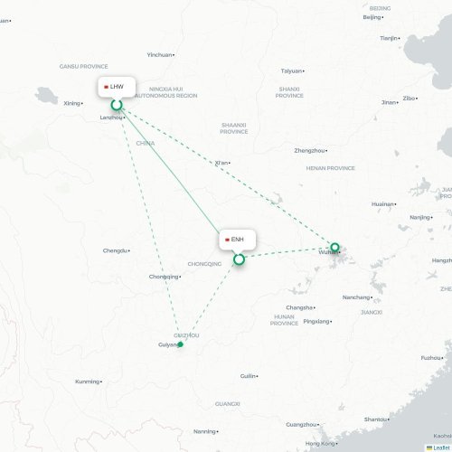 Mapa lotu bezpośredniego Lanzhou – Enshi