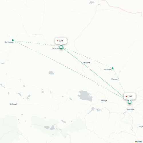 Mapa lotu bezpośredniego Lanzhou – Jiayuguan