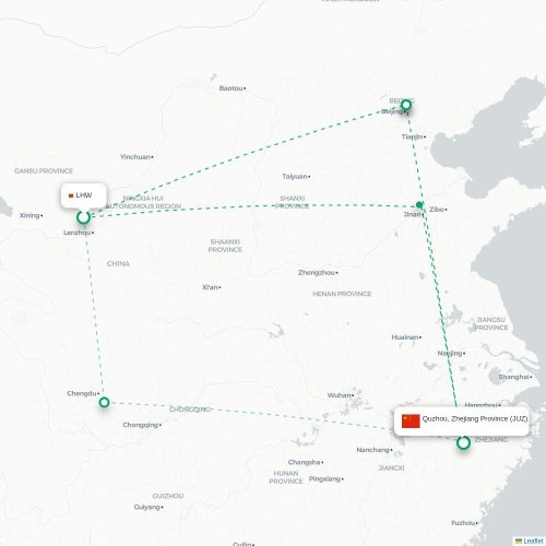 Mapa lotu bezpośredniego Lanzhou – Quzhou