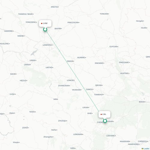 Mapa lotu bezpośredniego Lanzhou – Longnan
