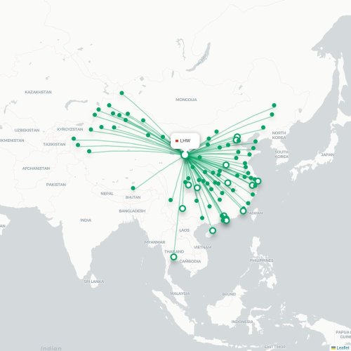 Mapa lotu bezpośredniego Lanzhou – Jinchang