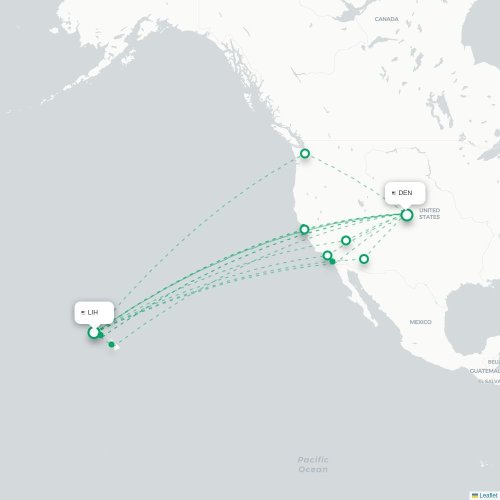 Mapa lotu bezpośredniego Lihue – Denver