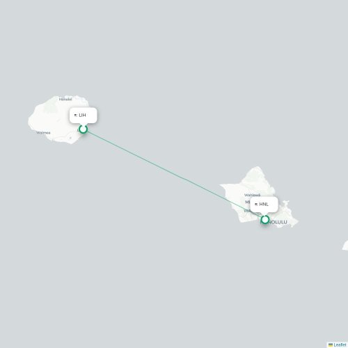 Mapa lotu bezpośredniego Lihue – Honolulu