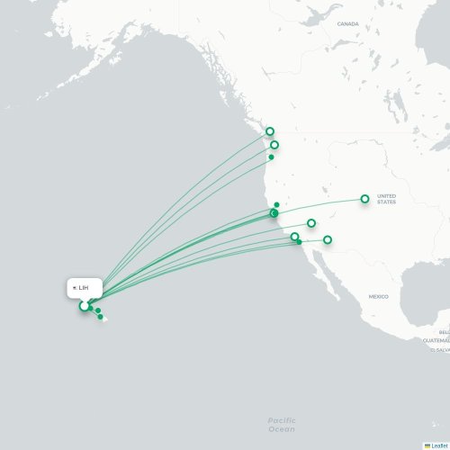 Mapa lotu bezpośredniego Lihue – Kahului