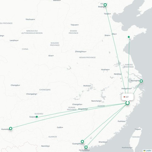 Mapa lotu bezpośredniego Lishui – Changsha