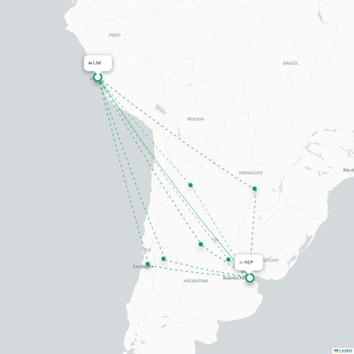 Mapa lotu bezpośredniego Lima – Buenos Aires