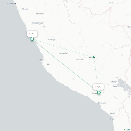 Lima - Arequipa karta över direktflyg