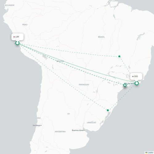 Lima - Rio de Janeiro kaart van rechtstreekse vlucht