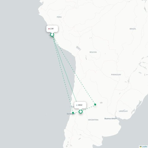 Mapa lotu bezpośredniego Lima – Mendoza
