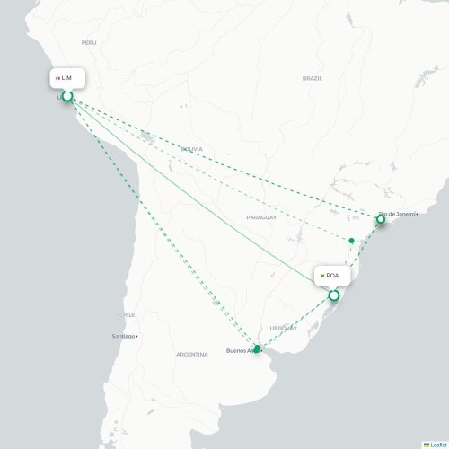 Lima - Porto Alegre kaart van rechtstreekse vlucht
