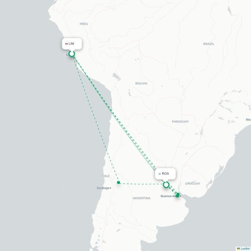 Mapa lotu bezpośredniego Lima – Rosario