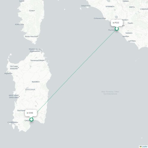Milano - Cagliari karta över direktflyg