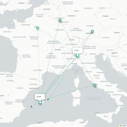 Milano - Palma De Mallorca karta över direktflyg