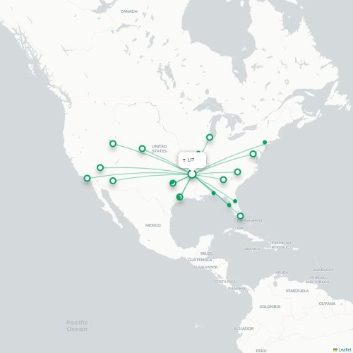 Mapa de vuelo directo Little Rock - Denver