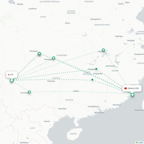 Mapa lotu bezpośredniego Lijiang – Quanzhou