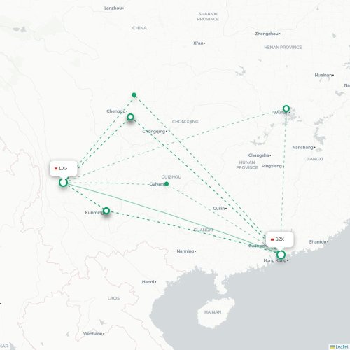 Mapa lotu bezpośredniego Lijiang – Shenzhen