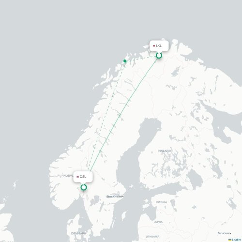 Mapa de vuelo directo Lakselv - Oslo