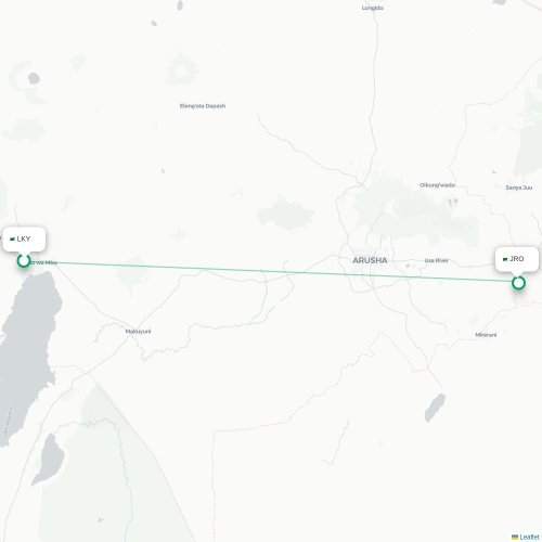 Mapa de vuelo directo Lake Manyara - Arusha
