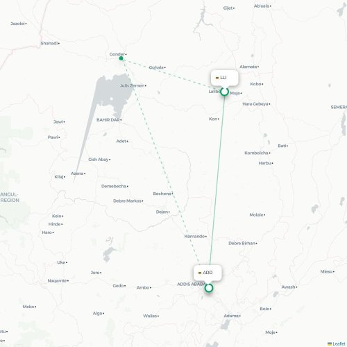 Lalibela - Addis Abeba carte du vol direct