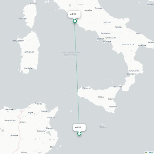 Lampedusa - Rom karta över direktflyg