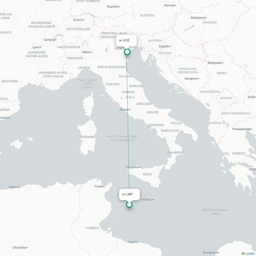 Lampedusa - Venedig karta över direktflyg
