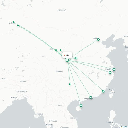 Mapa lotu bezpośredniego Longnan – Guiyang
