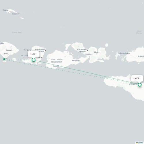 Mapa lotu bezpośredniego Praya – Waingapu