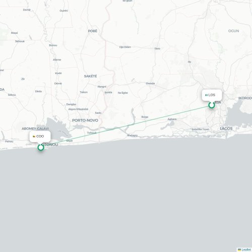 Mapa de vuelo directo Lagos - Cotonou