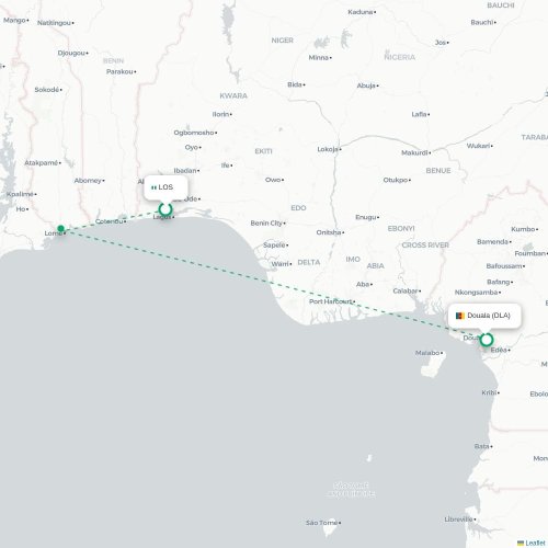 Lagos - Douala kaart van rechtstreekse vlucht