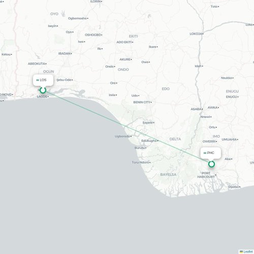 Lagos - Port Harcourt karta över direktflyg