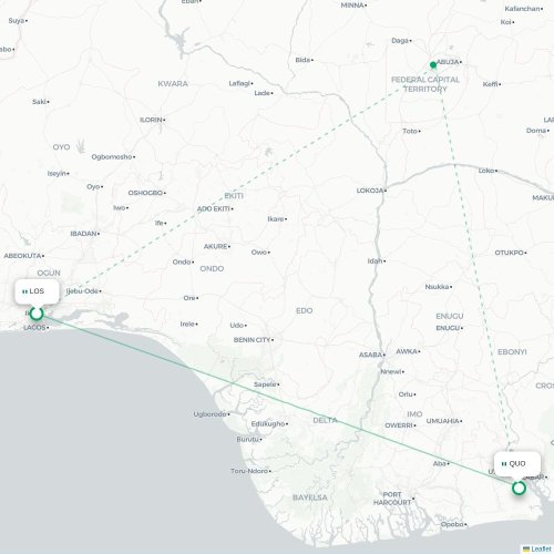 Mapa de vuelo directo Lagos - Uyo