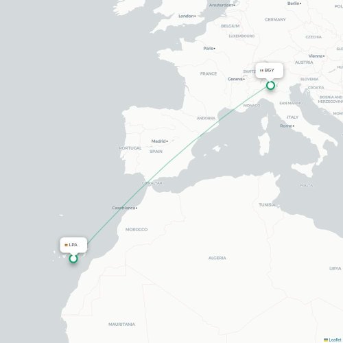 Las Palmas - Bergamo karta över direktflyg