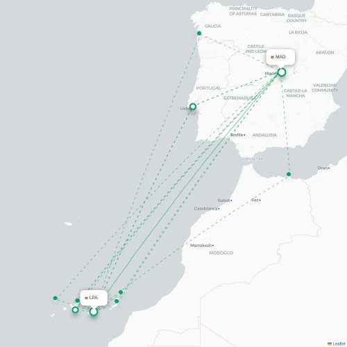 Las Palmas de Gran Canaria - Madrid carte du vol direct