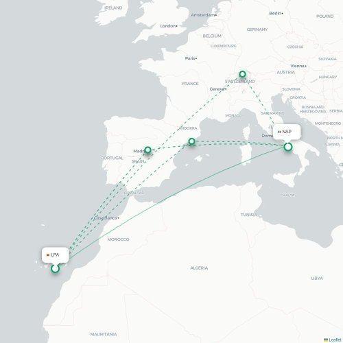 Las Palmas - Neapel karta över direktflyg