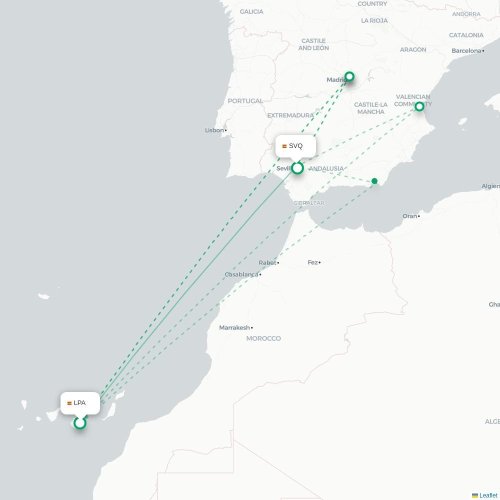 Las Palmas de Gran Canaria - Séville carte du vol direct