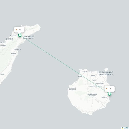 Las Palmas de Gran Canaria - Santa Cruz de Ténérife direct flight map