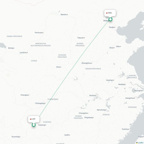 Mapa lotu bezpośredniego Liupanshui – Pekin
