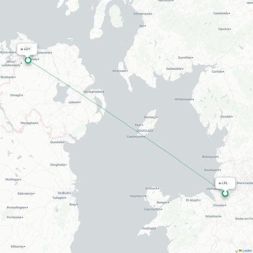 Mapa de vuelo directo Liverpool - Condado de Londonderry