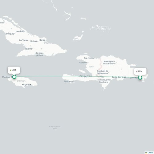 La Romana - Montego Bay kaart van rechtstreekse vlucht
