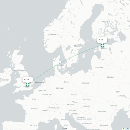 Mapa lotu bezpośredniego Londyn – Tallin